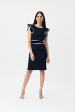 Load image into Gallery viewer, Joseph Ribkoff 232067 Navy Dress With With Border Trim.
