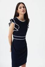 Charger l&#39;image dans la galerie, Joseph Ribkoff 232067 Navy Dress With With Border Trim.
