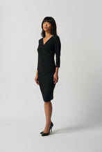 Load image into Gallery viewer, Joseph Ribkoff 233305 Black Wrap Dress With 3/4 Sleeves
