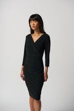 Load image into Gallery viewer, Joseph Ribkoff 233305 Black Wrap Dress With 3/4 Sleeves
