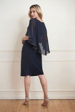 Load image into Gallery viewer, Joseph Ribkoff 221353 Knit Dress With Crossover Front And Embellished Cape
