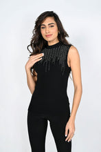 Load image into Gallery viewer, Frank Lyman Style 223470U Sleeveless Embellished Knit Ribbed Top
