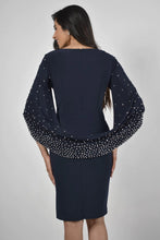 Load image into Gallery viewer, Frank Lyman 228005 Navy Blue Dress With Diamantes

