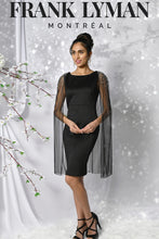 Load image into Gallery viewer, Frank Lyman 229165 Black Dress With Mesh Detail.
