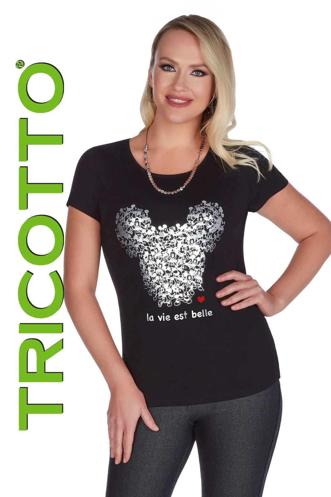 Tricotto Style 421 Short Sleeve Top With Fancy Print