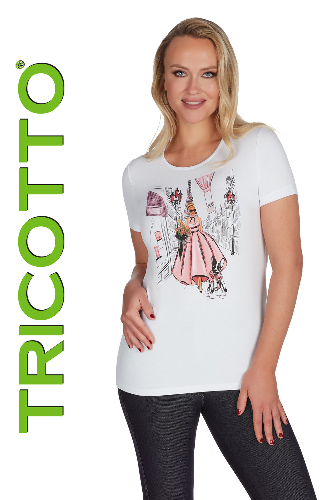 Tricotto 448 Short Sleeve Printed Top