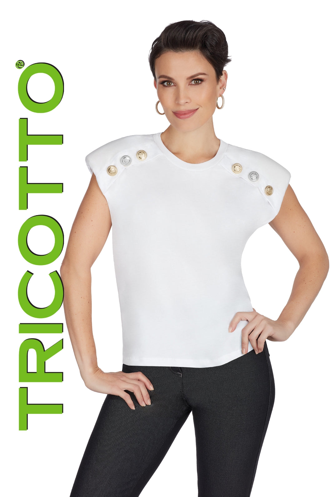 Tricotto 461 Short Sleeve Top With Trim
