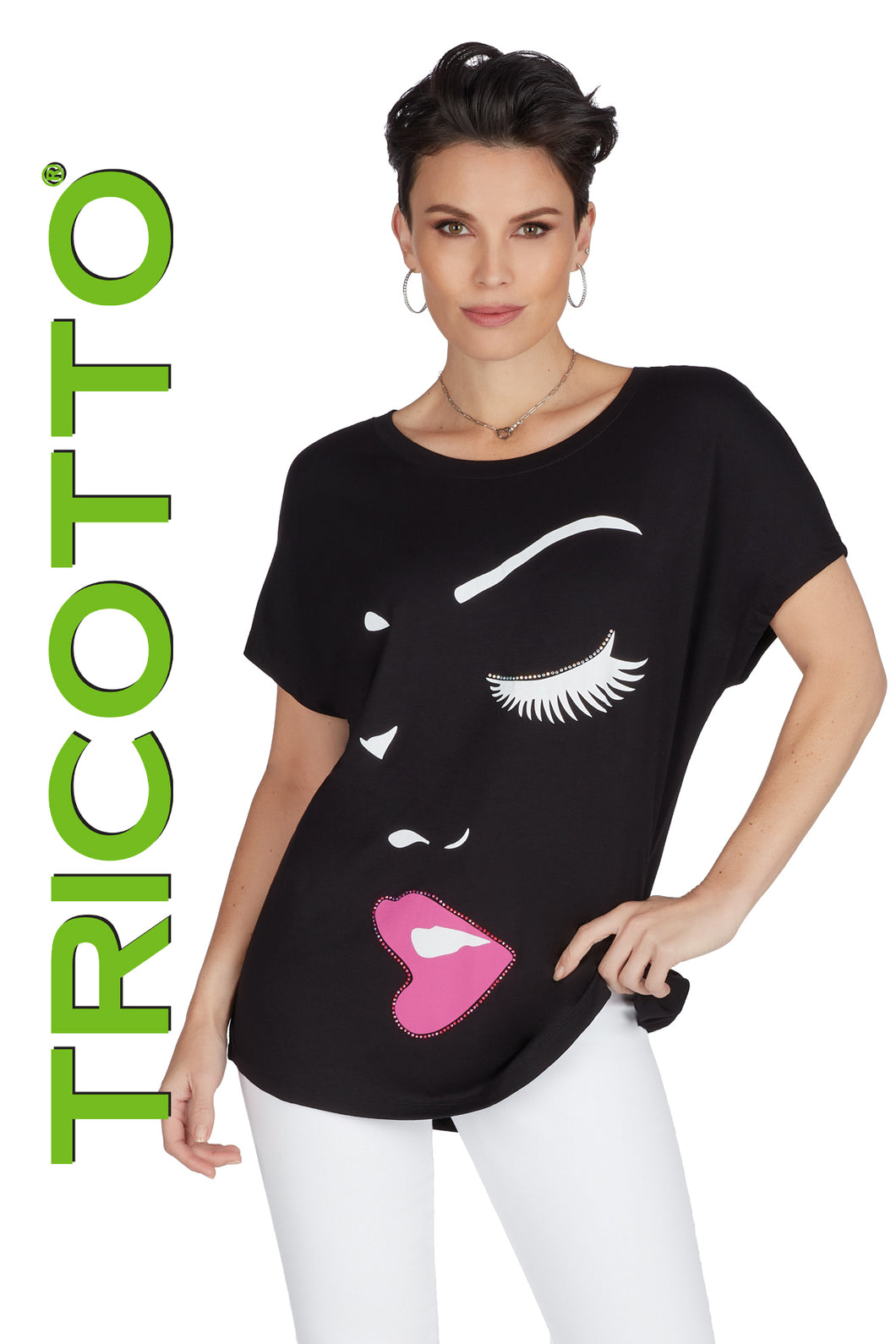 Tricotto 465 Long and Wide Fit Printed Top