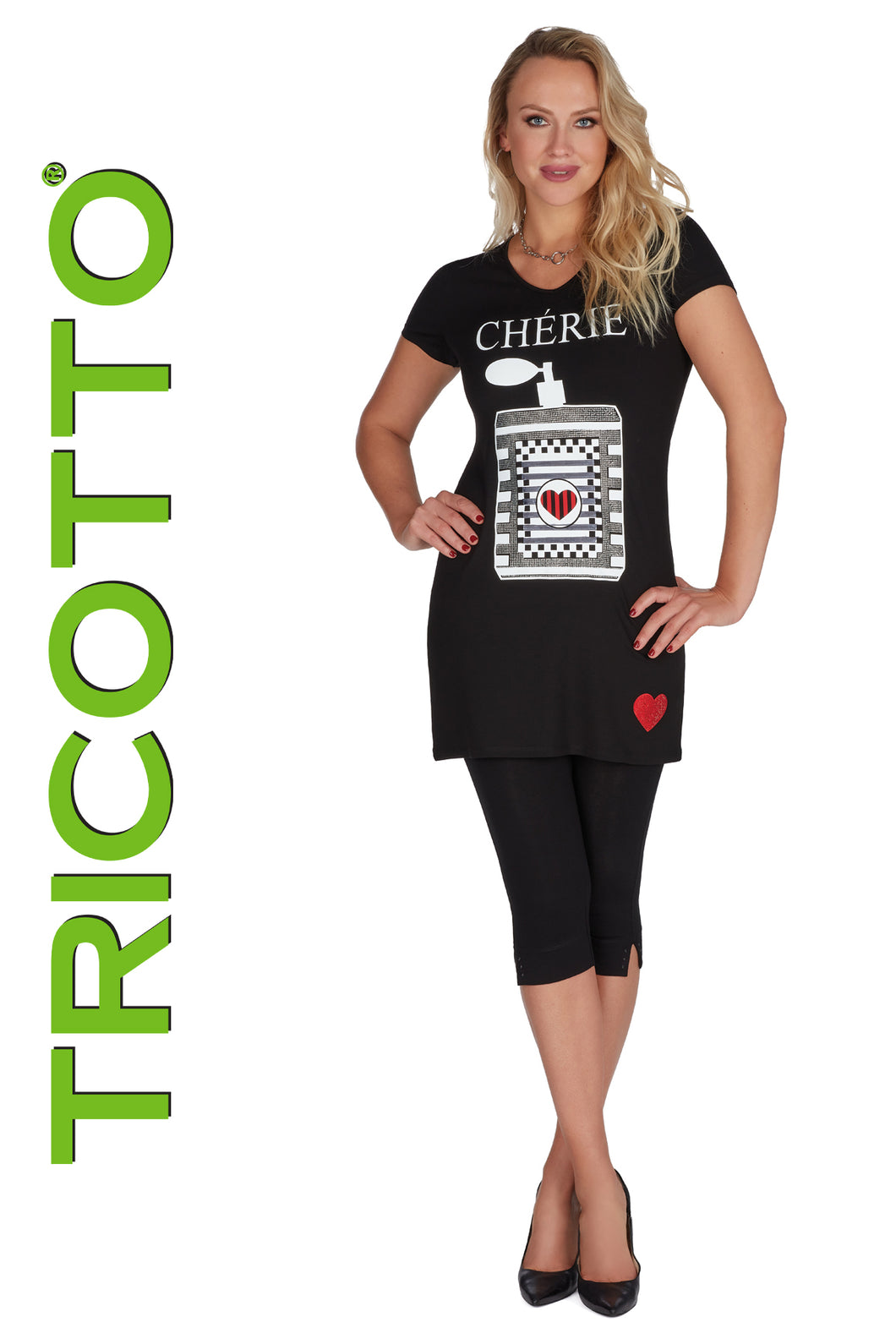 Tricotto 607 Short Sleeve Tunic With Print