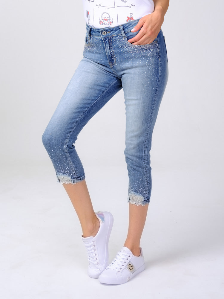 Alison Sheri Jean Capri With Studs and Detail A39232