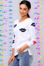 Load image into Gallery viewer, Elena Wang 3/4 Sleeve Top With Lips Print EW28050
