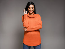 Charger l&#39;image dans la galerie, Elena Wang EW29063 Textured Sweater With Cowl Neck And Rounded Bottom
