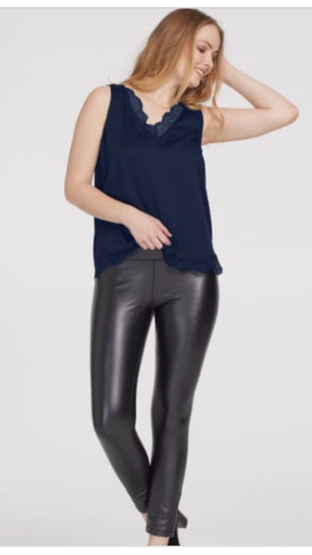 Faux Leather Legging Pant With Flatten It Waist 6231O